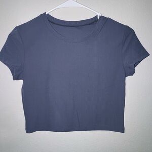 Paragon Fitwear Blue CloudRib Short Sleeve Crop Top